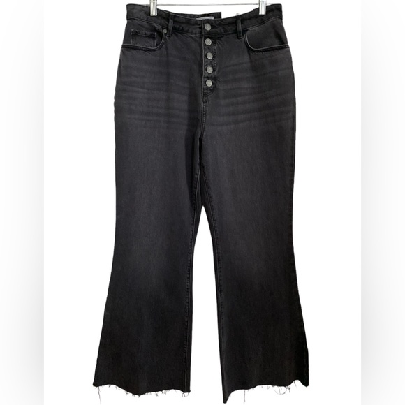 LOFT Jeans Nwt Loft Curvy High Waist Sandal Flare Raw Hem Button